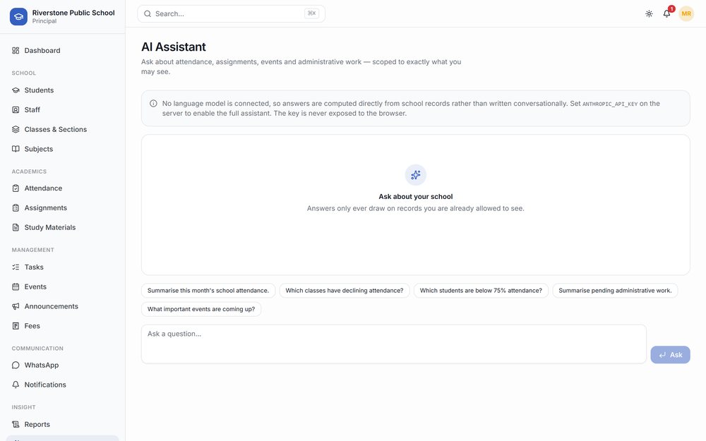 The AI assistant answering a question from the school's own records