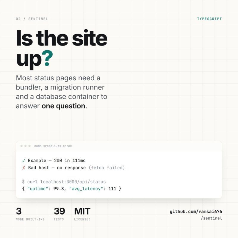 Sentinel — is the site up?